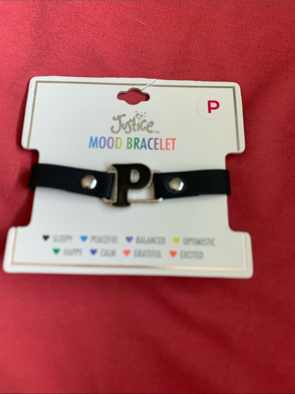Justice Black Mood Bracelet with 'P' Charm